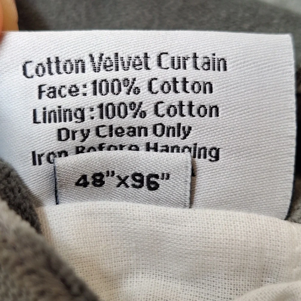 NWOT QUINCE 48x96 Cotton Velvet Curtain Slate Grey 0654